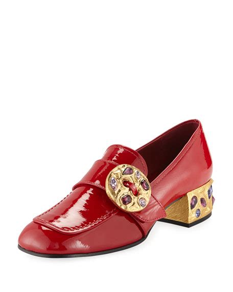 prada loafers red